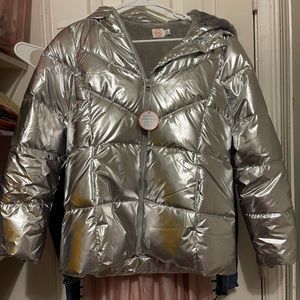 Faux Fur Lined Metallic Puffer Jacket